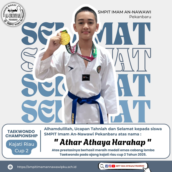 Medali Emas Cabang Lomba Taekwondo Pada Ajang Kajati Riau Cup 2 Tahun 2025.